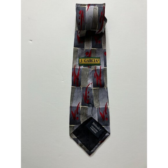 Grateful Dead Jerry Garcia Wetlands I Collection 14 Silk Tie Abstract Red Gray - Picture 4 of 7